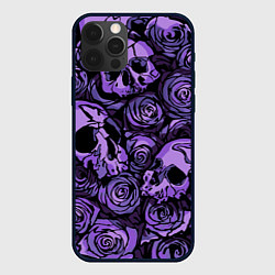 Чехол для iPhone 12 Pro Max Узор Розы и Черепа, цвет: 3D-черный