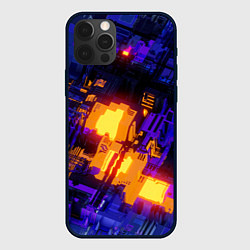 Чехол для iPhone 12 Pro Max Фиолетовая и оранжевая схема, цвет: 3D-черный