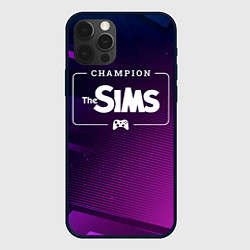 Чехол для iPhone 12 Pro Max The Sims gaming champion: рамка с лого и джойстико, цвет: 3D-черный