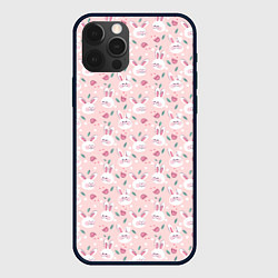 Чехол для iPhone 12 Pro Max Милые кролики паттерн, цвет: 3D-черный
