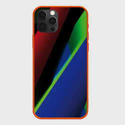 Чехол для iPhone 12 Pro Max Цветные полосы, цвет: 3D-красный