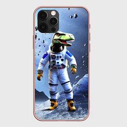 Чехол для iPhone 12 Pro Max Тираннозавр-космонавт, цвет: 3D-светло-розовый