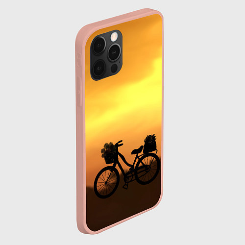 Чехол iPhone 12 Pro Max Велосипед на закате / 3D-Светло-розовый – фото 2