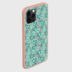 Чехол для iPhone 12 Pro Max Пастельные сердца паттерн, цвет: 3D-светло-розовый — фото 2