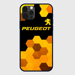 Чехол для iPhone 12 Pro Max Peugeot - gold gradient: символ сверху, цвет: 3D-черный