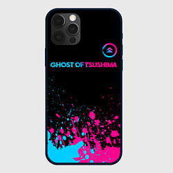 Чехол iPhone 12 Pro Max Ghost of Tsushima - neon gradient: символ сверху