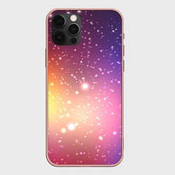 Чехол для iPhone 12 Pro Max Желто фиолетовое свечение и звезды, цвет: 3D-светло-розовый