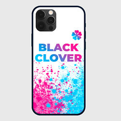 Чехол iPhone 12 Pro Max Black Clover neon gradient style: символ сверху