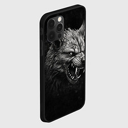 Чехол для iPhone 12 Pro Max Волк - grunge style, цвет: 3D-черный — фото 2