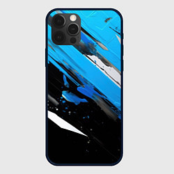 Чехол для iPhone 12 Pro Max Black blue white, цвет: 3D-черный