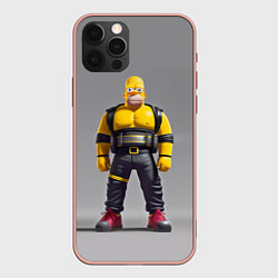 Чехол для iPhone 12 Pro Max Homer Simpson - ninja - neural network, цвет: 3D-светло-розовый