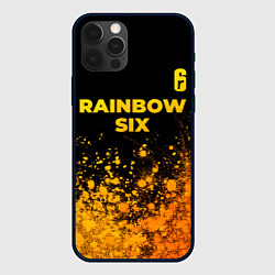 Чехол для iPhone 12 Pro Max Rainbow Six - gold gradient: символ сверху, цвет: 3D-черный
