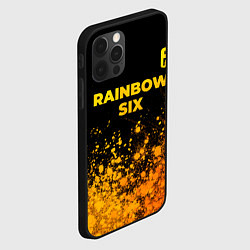 Чехол для iPhone 12 Pro Max Rainbow Six - gold gradient: символ сверху, цвет: 3D-черный — фото 2
