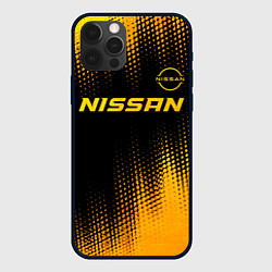 Чехол iPhone 12 Pro Max Nissan - gold gradient: символ сверху