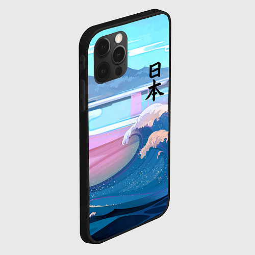 Чехол iPhone 12 Pro Max Japan - landscape - waves / 3D-Черный – фото 2