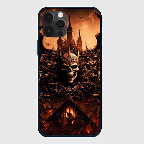 Чехол iPhone 12 Pro Max Адский череп / 3D-Черный – фото 1