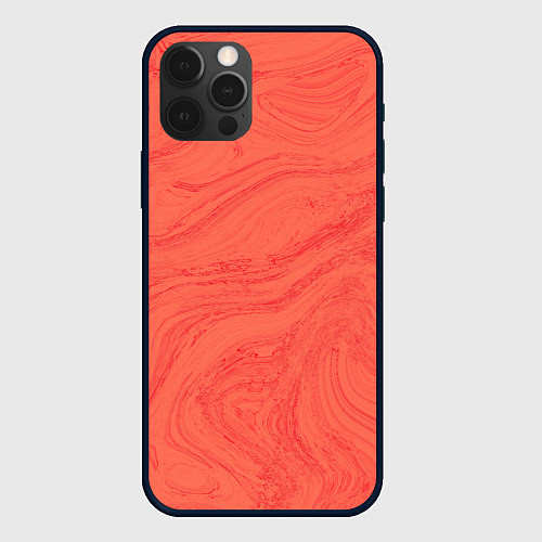Чехол iPhone 12 Pro Max Абстракция коралловый / 3D-Черный – фото 1