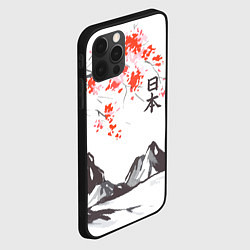 Чехол для iPhone 12 Pro Max Цветущая сакура и солнце - Япония, цвет: 3D-черный — фото 2