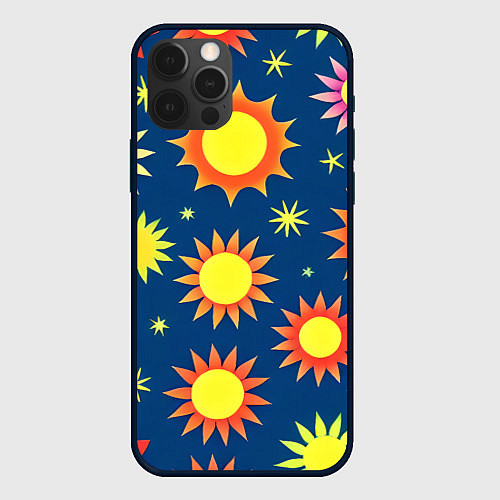 Чехол iPhone 12 Pro Max Цветы солнца / 3D-Черный – фото 1