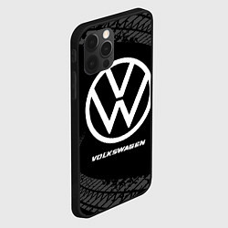 Чехол для iPhone 12 Pro Max Volkswagen speed на темном фоне со следами шин, цвет: 3D-черный — фото 2