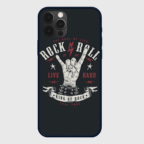 Чехол iPhone 12 Pro Max Rock and roll - жест козы / 3D-Черный – фото 1