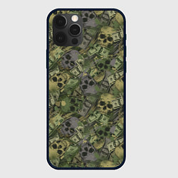 Чехол для iPhone 12 Pro Max Камуфляж с черепами и долларами, цвет: 3D-черный