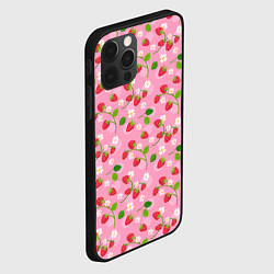 Чехол для iPhone 12 Pro Max Паттерн земляника и цветы, цвет: 3D-черный — фото 2