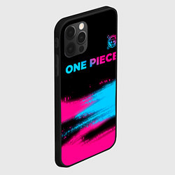 Чехол для iPhone 12 Pro Max One Piece - neon gradient: символ сверху, цвет: 3D-черный — фото 2