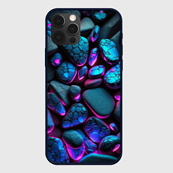 Чехол для iPhone 12 Pro Max Неоновые камни, цвет: 3D-черный