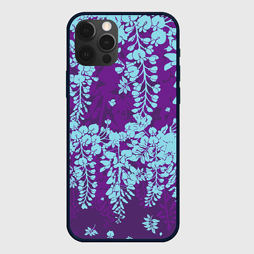 Чехол iPhone 12 Pro Max Blue flowers / 3D-Черный – фото 1