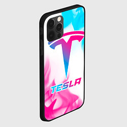 Чехол для iPhone 12 Pro Max Tesla neon gradient style, цвет: 3D-черный — фото 2