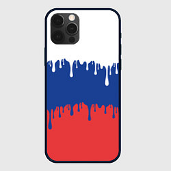 Чехол для iPhone 12 Pro Max Флаг России - потёки, цвет: 3D-черный
