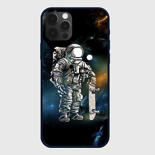 Чехол iPhone 12 Pro Max Космонавт-скейтбордист / 3D-Черный – фото 1