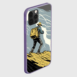 Чехол для iPhone 12 Pro Max Дурак на горе ловит молнию, цвет: 3D-серый — фото 2