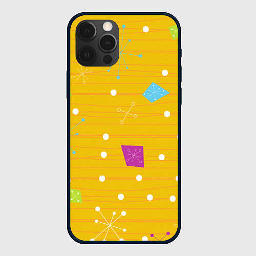 Чехол iPhone 12 Pro Max Yellow abstraction / 3D-Черный – фото 1