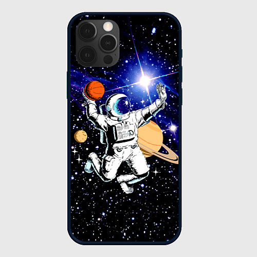 Чехол iPhone 12 Pro Max Космический баскетбол / 3D-Черный – фото 1