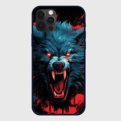 Чехол для iPhone 12 Pro Max Wolf black red, цвет: 3D-черный