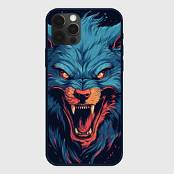 Чехол для iPhone 12 Pro Max Art blue wolf, цвет: 3D-черный