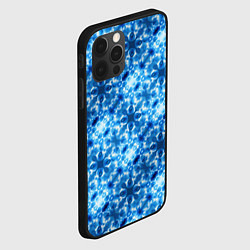 Чехол для iPhone 12 Pro Max Светящиеся голубые цветочки, цвет: 3D-черный — фото 2