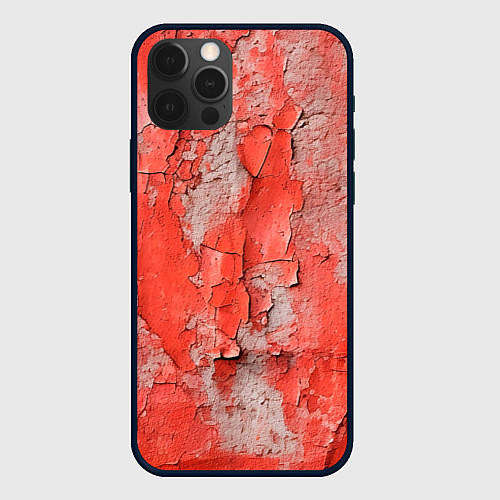 Чехол iPhone 12 Pro Max Красные и серые трещины / 3D-Черный – фото 1