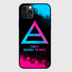 Чехол для iPhone 12 Pro Max Thirty Seconds to Mars - neon gradient, цвет: 3D-черный