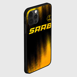 Чехол для iPhone 12 Pro Max Saab - gold gradient: символ сверху, цвет: 3D-черный — фото 2