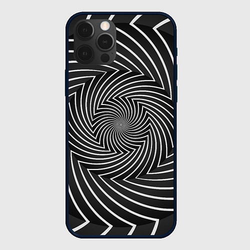 Чехол iPhone 12 Pro Max Оптическая иллюзия изогнутые линии / 3D-Черный – фото 1