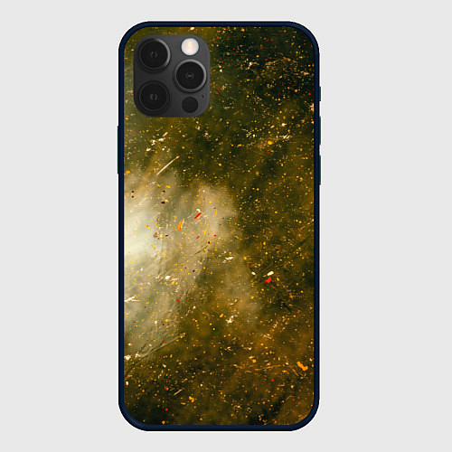 Чехол iPhone 12 Pro Max Золотистый туман и краски / 3D-Черный – фото 1