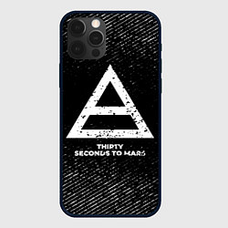 Чехол для iPhone 12 Pro Max Thirty Seconds to Mars с потертостями на темном фо, цвет: 3D-черный