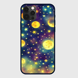 Чехол для iPhone 12 Pro Max Космос, Луна и Солнце, цвет: 3D-черный