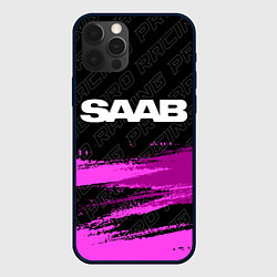 Чехол для iPhone 12 Pro Max Saab pro racing: символ сверху, цвет: 3D-черный