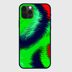 Чехол для iPhone 12 Pro Max Красно-зеленый абстрактный узор, цвет: 3D-черный