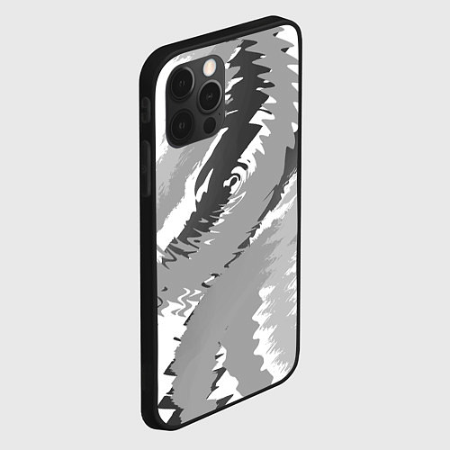 Чехол iPhone 12 Pro Max Черно-белая абстрактная картина / 3D-Черный – фото 2