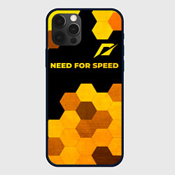 Чехол для iPhone 12 Pro Max Need for Speed - gold gradient: символ сверху, цвет: 3D-черный